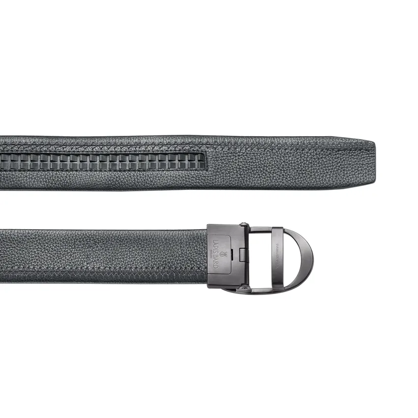 Lapis Bard Nova Belt Gunmetal 35 MM Buckle Pebbled Leather - Black