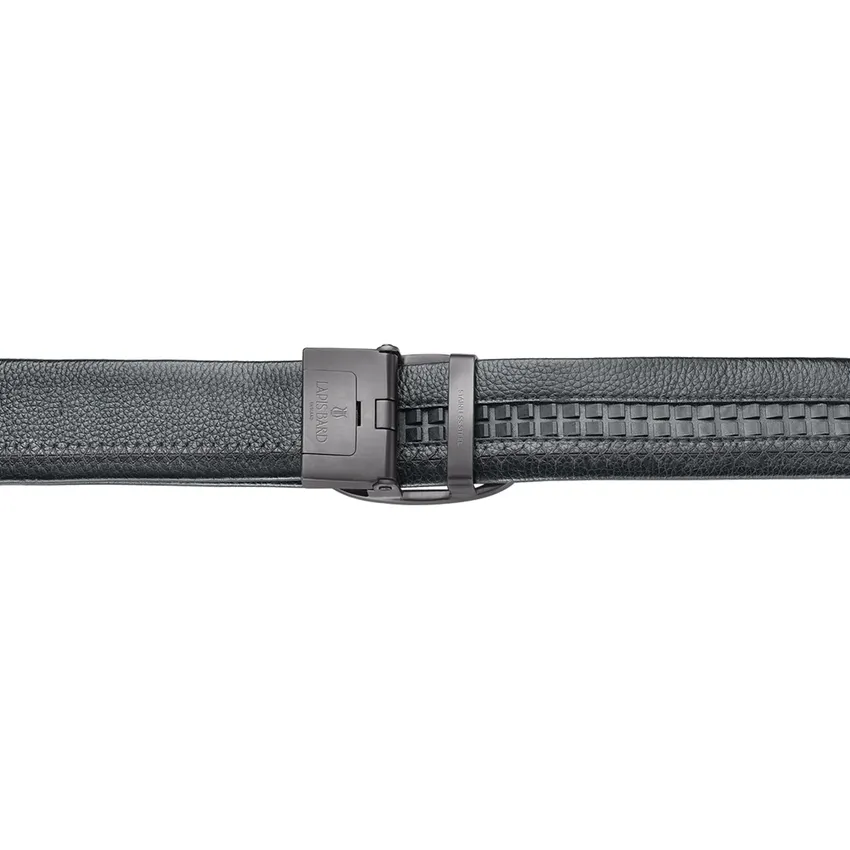 Lapis Bard Nova Belt Gunmetal 35 MM Buckle Pebbled Leather - Black