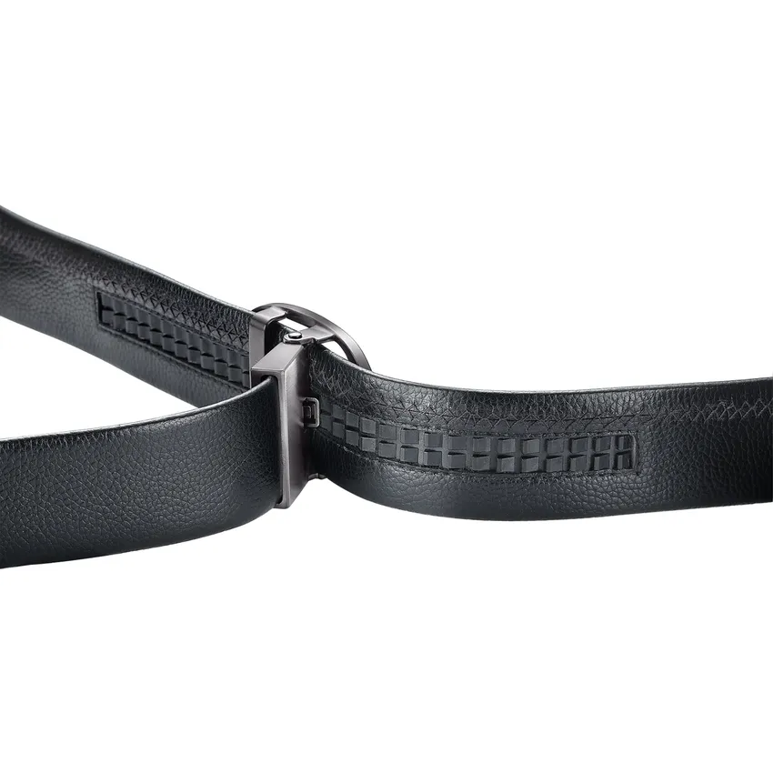 Lapis Bard Nova Belt Gunmetal 35 MM Buckle Pebbled Leather - Black