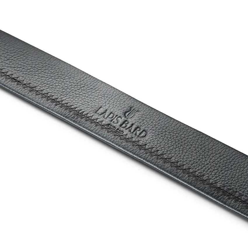 Lapis Bard Nova Belt Gunmetal 35 MM Buckle Pebbled Leather - Black
