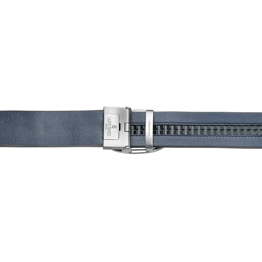 Lapis Bard Nova Belt Chrome 35 MM Buckle Dual-Toned Leather - Brown & Navy Blue