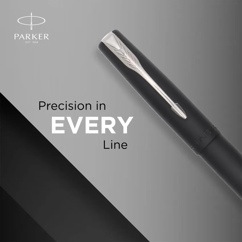 Parker Frontier Black Rollerball Pen With Chrome Trim